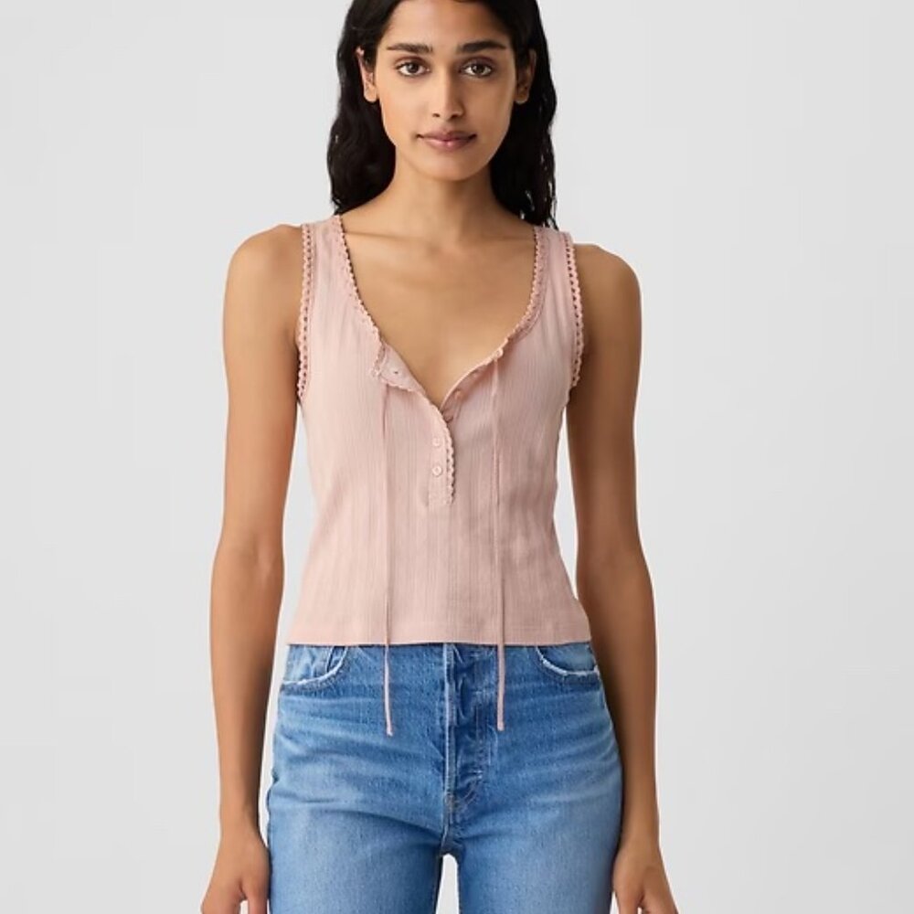 NWT Gap × DÔEN Pointelle Tank Top Pink Size S